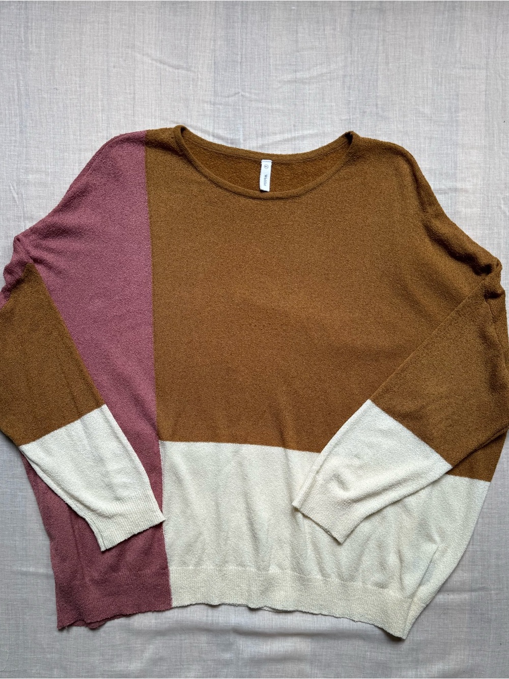 Wishlist Colorblock Crewneck Sweater in Brown, Cream & Mauve